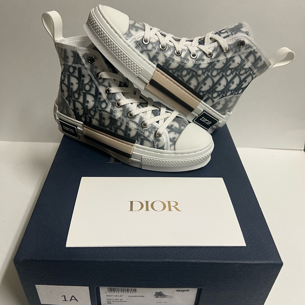 Dior B23 High Sneaker White Black High Top Christian Dior EU 35 Women Size 5